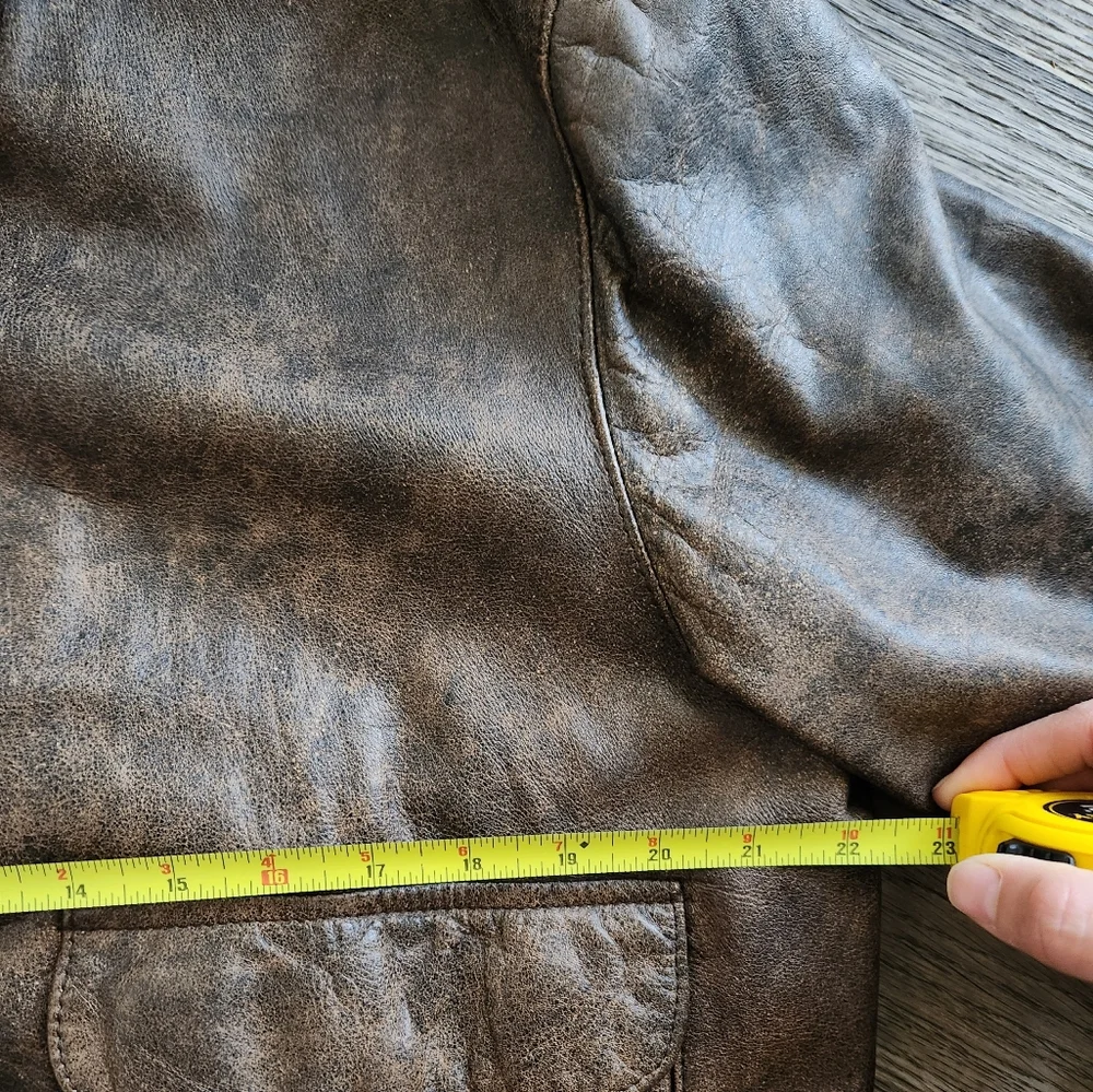 Banana Republic Vintage 80s Brown Distressed Leather Aviator Bomber Jacket Sz 42